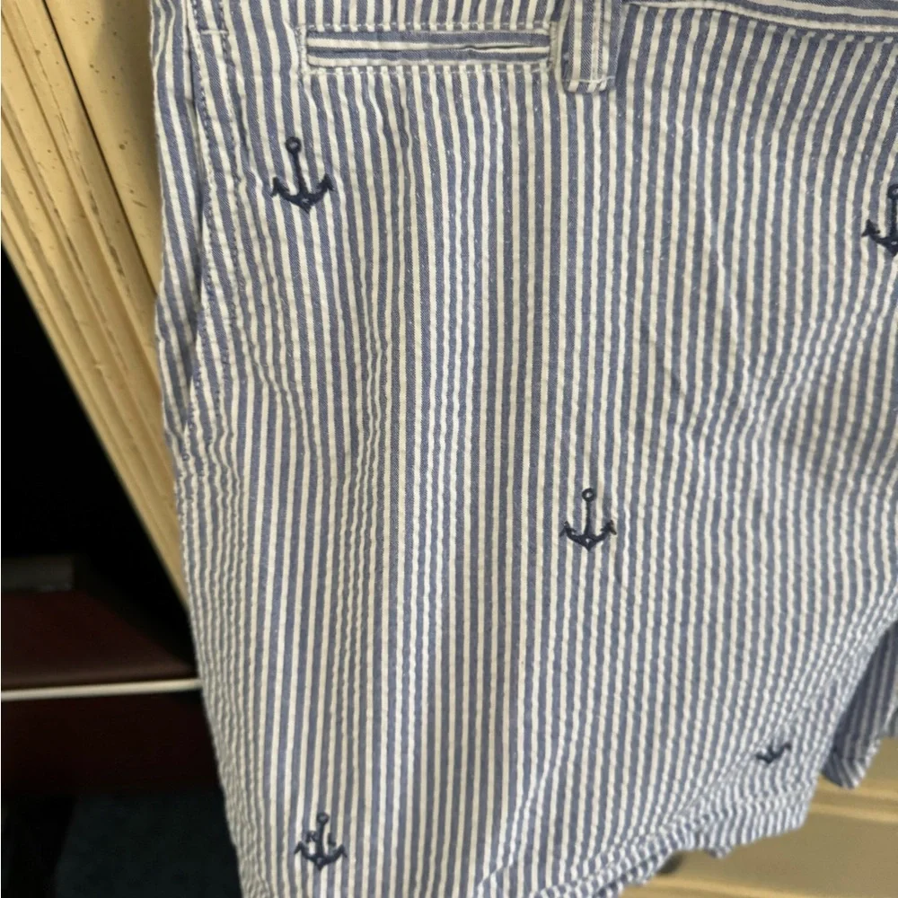 Ralph Lauren Blue and White Striped Polo Shorts seersucker 3” inseam - Picture 2 of 8